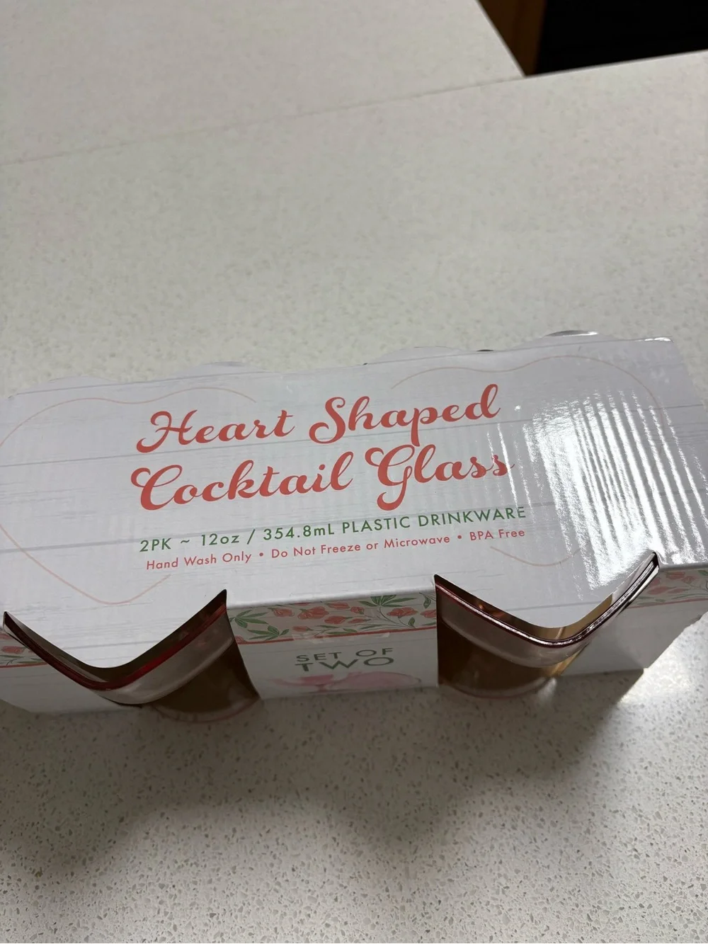 Set of Two Pink Heart Shaped Glasses- Brand Unspecified